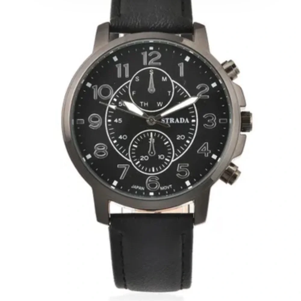 Black Watch with Black Faux Leather Strap